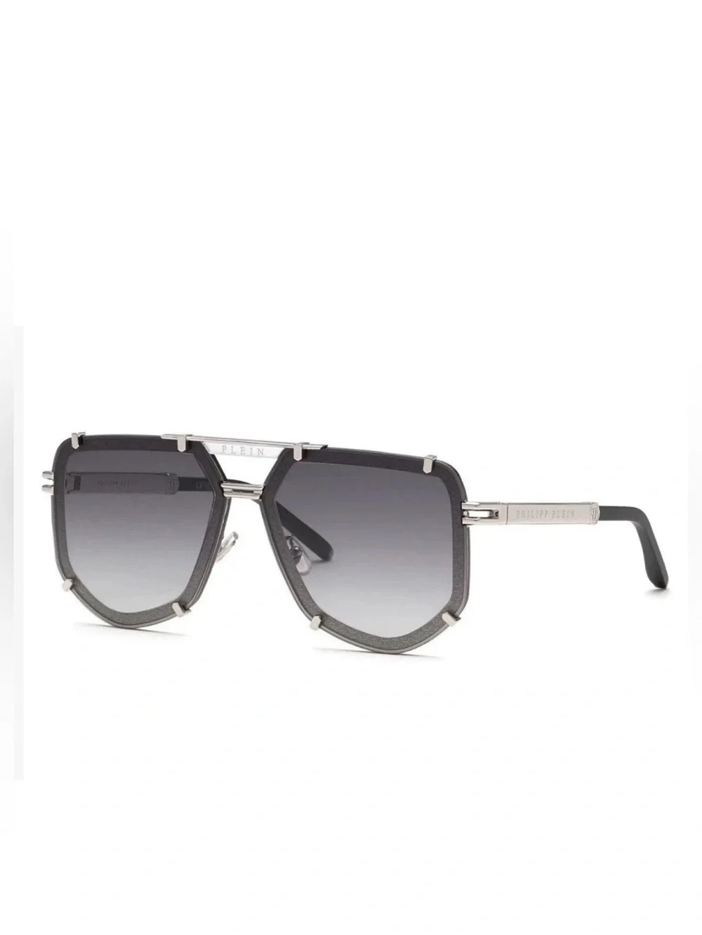 NEW Philipp Plein SPP132 UNISEX Sunglasses Aviator Black 66mm AUTHENTIC  $890